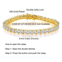 Bracelet de tennis pour dames en laiton léger plaqué or rétro moderne avec zircon cubique et diamant de luxe
