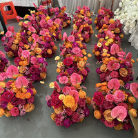 IFG 2025 Arrangements floraux de table en soie faits à la main, fuchsia tropical, 35 cm de diamètre, boule de fleurs, centre de table pour la décoration de mariage