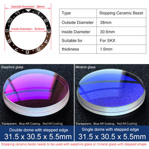 Bisel de Cerámica Inclinado Estilo <span class=keywords><strong>GMT</strong></span>, 38*30.6mm para SKX007 SKX175 <span class=keywords><strong>GMT</strong></span>-<span class=keywords><strong>Master</strong></span>, Cristal 31.5*30.5mm, Piezas de Reloj MOD - Product Image 3