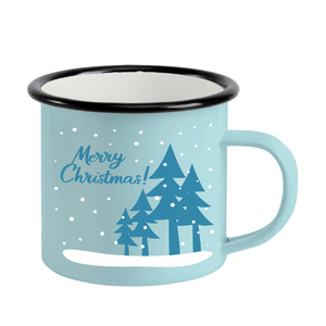 Boccale in smalto personalizzato a sublimazione Vintage rosso per regalo di caffè di natale di capodanno - Product Image 3