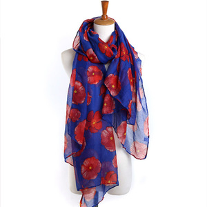 Prêt à expédier <span class=keywords><strong>coquelicot</strong></span> fleur conception viscose écharpes longue taille léger femmes écharpe motif floral coton sentiment cou foulards - Product Image 1