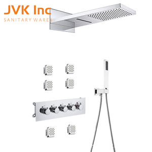 Sistema de <span class=keywords><strong>ducha</strong></span> completo de 5 funciones, mezclador de cabezal de <span class=keywords><strong>ducha</strong></span> de lluvia fría y caliente negro, juego de <span class=keywords><strong>ducha</strong></span> completo termostático, <span class=keywords><strong>termo</strong></span> para Baño - Product Image 2