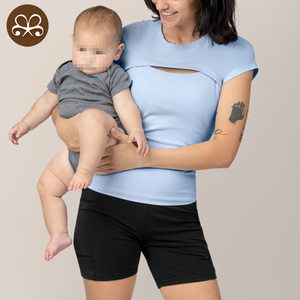 2025 été OEM à manches courtes hauts d'allaitement pour les femmes enceintes chemises d'allaitement à séchage rapide accès caché t-shirts - Product Image 3