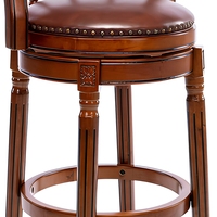 Tabouret de bar de luxe en bois massif, pivotant, vintage, avec dossier, pour hôtel, restaurant, bar