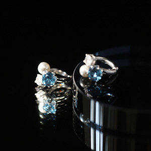 Clip d'oreille en acier inoxydable plaqué or avec diamants colorés, boucle d'oreille fantaisie française en zircon coloré sans perçage - Product Image 6