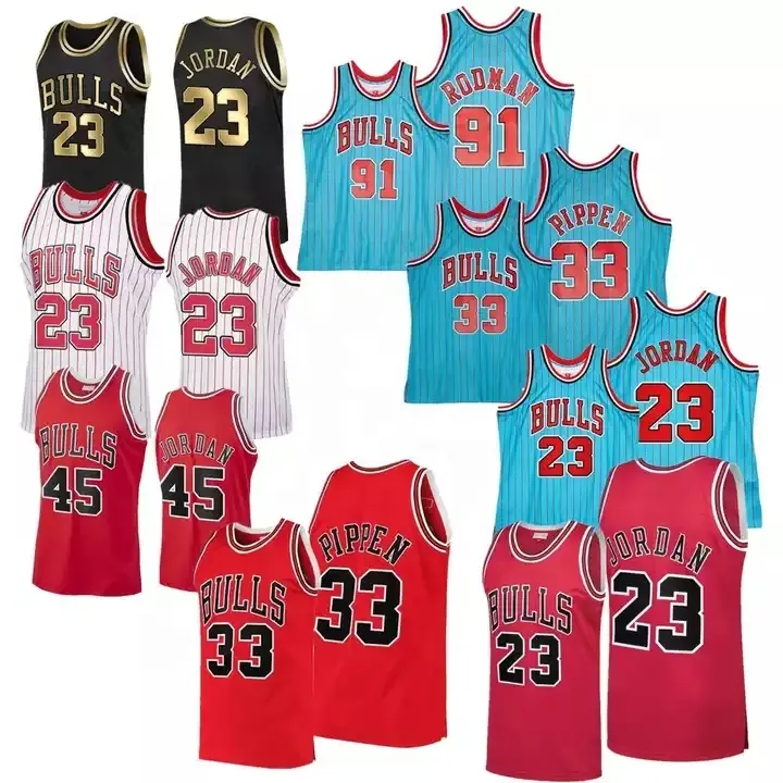 Chicago Bull Mitchell and Nass 23 Michael 33 Pippen 91 Rodman Classic Retro Stitched Basketball Vintage Throwback Jerseys