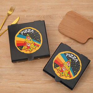 Vente en gros de boîtes à pizza en papier kraft ondulé noir uni de 12 <span class=keywords><strong>pouces</strong></span>, 13 <span class=keywords><strong>pouces</strong></span> et 7 <span class=keywords><strong>pouces</strong></span>, emballage alimentaire, logo personnalisé - Product Image 3