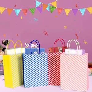 Bolsas de Regalo de Papel Kraft Reciclable Clásicas Personalizadas, Papel de Arte de Colores Arcoíris con Logotipo para Fiestas, Bodas, Compras - Personalizadas - Product Image 5