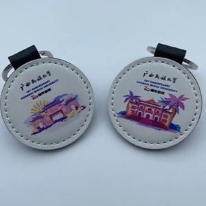 Porte-clés rond en cuir personnalisé, porte-clés de voiture en cuir imprimé DIY, porte-clés de qualité supérieure - Product Image 2