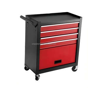 Chariot mobile de rangement d'outils pour salon de beauté, de barbier, de tatouage, en métal, avec 3 tiroirs et 4 roues, avec poignée - Product Image 4