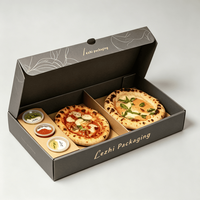 Caja de Pizza Personalizada con 3 Compartimentos, Empaque de Cartón de Grado Alimenticio para Mini Pizzas, Caja Ecológica para Llevar
