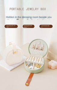 Leather Personalized Gift Bridesmaid Jewelry Storage Box for Necklaces <b>Rings</b> & Earrings-Portable - Product Image 4