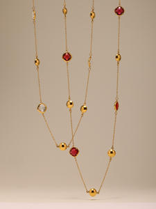 Long collier en verre tchèque Ultra-Flash Ferris Wheel pour dames chaîne à maillons plaquée or véritable en acier inoxydable élégante pour les fêtes - Product Image 5