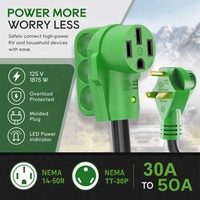 Protecteur de surcharge 30 ampères à 50 ampères, cordon adaptateur pour camping-car |   Adaptateur d'alimentation électrique NEMA TT-30P vers NEMA 14-50R avec disjoncteur