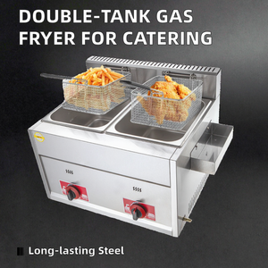 VNASH Nouvelle <span class=keywords><strong>friteuse</strong></span> professionnelle à <span class=keywords><strong>gaz</strong></span> de comptoir à double cuve de 22,8 Qt (<span class=keywords><strong>12</strong></span> <span class=keywords><strong>litres</strong></span>) avec 2 paniers - Product Image 1