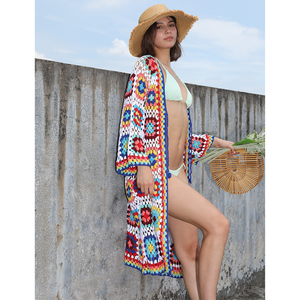 Suéter de ganchillo personalizado OEM y ODM para mujer, ropa de <span class=keywords><strong>playa</strong></span>, suéter de punto calado a mano, suéter de ganchillo para mujer - Product Image 2