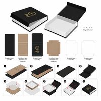 Boîte cadeau magnétique avec logo personnalisé, boîte en carton rigide noir mat de luxe, emballage de boîte cadeau en carton recyclable avec fermeture en carton