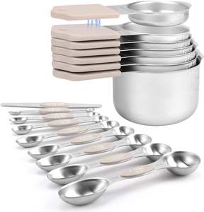 Juego de Tazas y Cucharas Medidoras Magnéticas - Acero Inoxidable 304 Resistente, Plástico y Silicona, Marcas de Medición Dobles, 16 Piezas para Ingredientes Secos - Product Image 4