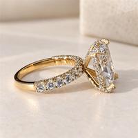 Bague de fiançailles en or jaune massif 10K/14K/18K avec diamant de laboratoire taille coussin 0,5-3 carats, pavé personnalisé et halo dissimulé, certifiée IGI VS VVS