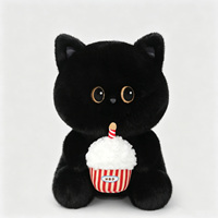 Bobova Peluche Gâteau d'Anniversaire Chat 40cm Brodé Super Doux en Coton PP, Doudou pour Enfants, Unisexe, Cadeau pour Petite Amie