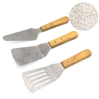 Spatule de cuisine multifonctionnelle en acier inoxydable avec manche en bois pour steak et gâteau