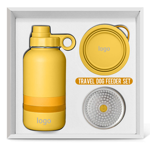 Gamelle portable 3 en 1 en acier inoxydable avec logo personnalisé pour animaux de compagnie, bouteilles de voyage pour nourriture et eau pour chats et chiens - Product Image 2