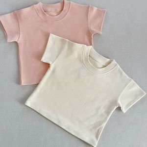 100% enfants T-shirt été nouveaux garçons filles à manches courtes fond bébé solide haut coton enfants <span class=keywords><strong>chemise</strong></span> - Product Image 4