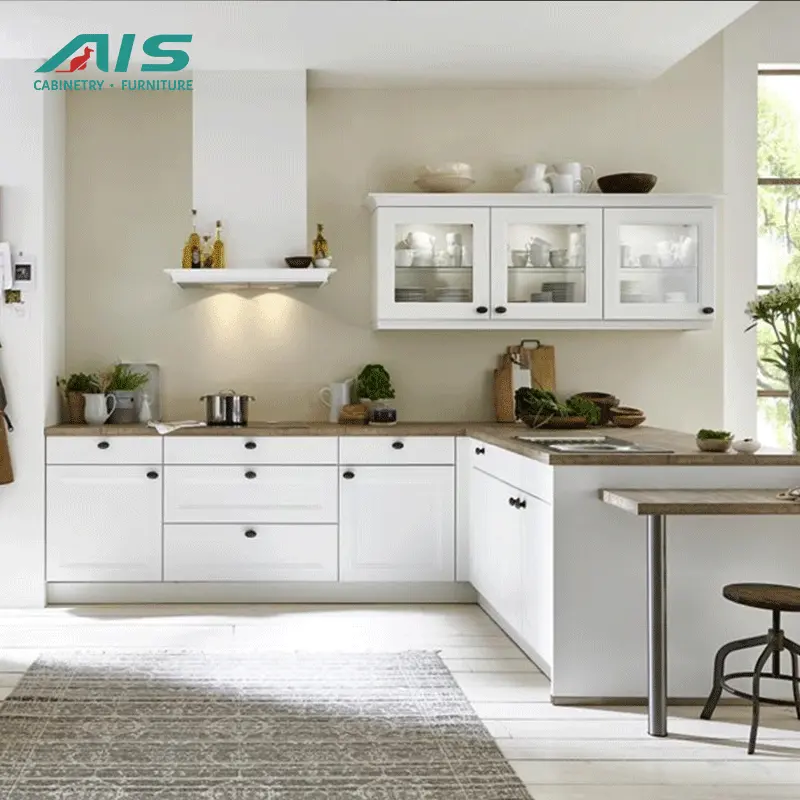 AIS PVC đồ nội thất nhà bếp tủ với bồn rửa được thực hiện tại Trung Quốc Màu Trắng Modular nhỏ Tủ Bếp thiết lập với bồn rửa cho nhà