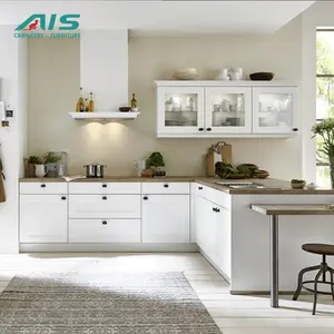 Ais ПВХ кухонная мебель шкафы с раковиной сделано в Китае белый цвет модульный маленький кухонный шкаф набор с раковиной для дома