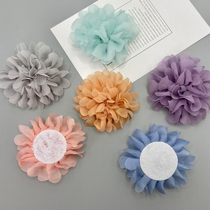 Flor de tela de gasa de 10 cm, accesorio grande para el cabello, estilo coreano, material para manualidades, para hacer corsages para el cabello, adornos para zapatos, sombreros y ropa. - Product Image 2