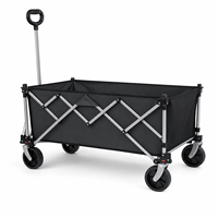 Chariot pliable à quatre roues léger 95x53x96cm, 2 couches, polyester 600D imperméable, cadre en tube d'acier, pour le camping en plein air et les courses
