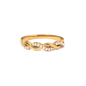 Minimalist Woven Braided <b>Titanium</b> Steel <b>Ring</b> With Cross Set Pearls Unisex Fashion Jewelry Gift - Product Image 5