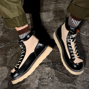 Nuovi Stivali Casual da Lavoro in Pelle di Vacchetta con <span class=keywords><strong>Suola</strong></span> Spessa, Stivali da <span class=keywords><strong>Uomo</strong></span> di Alta Qualità in Pura Pelle Bovina - Product Image 4