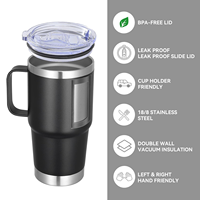Gobelet isotherme en acier inoxydable de 32 oz avec poignée, double paroi, isolation sous vide, cadeau d'entreprise, logo personnalisé, tasse de voyage promotionnelle