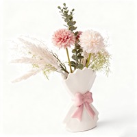 MSH Vase en forme d'arc en céramique avec une glaçure lisse Arrangeur floral hydroponique créatif