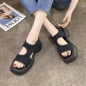 Sandalias Deportivas de Plataforma con Suela Gruesa para Mujer, Sandalias Romanas de Tela Elástica, Casuales y Fáciles de Poner, Novedad de Verano - Product Image 4