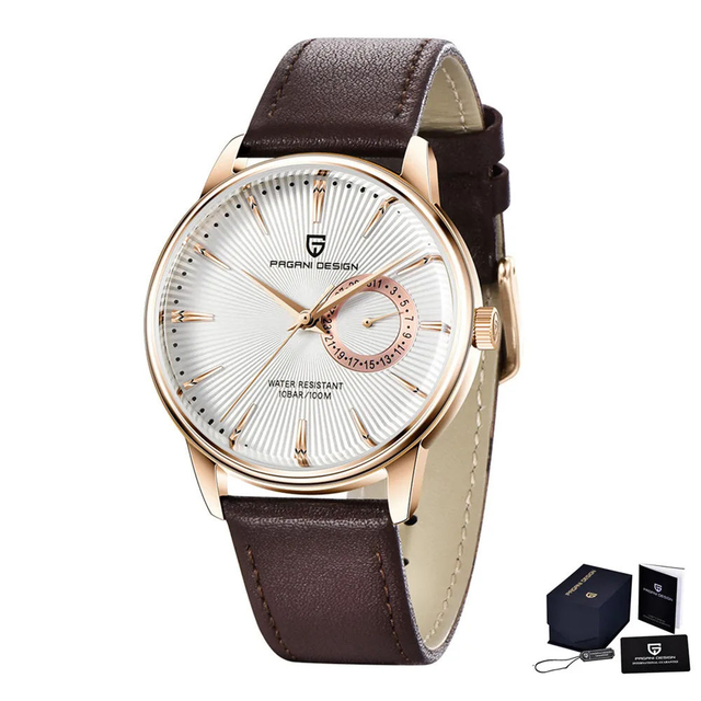 Pagani Design PD-1654 1654 Fashion Business Quartz Wrist Watch Leather Strap Waterproof Men's Wristwatch for Men with Paper Box