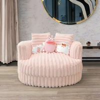 Ensemble de fauteuils modulaires pivotants à 360° en velours côtelé ultra-doux, canapé pouf surdimensionné pour appartement, 3 grands coussins ronds