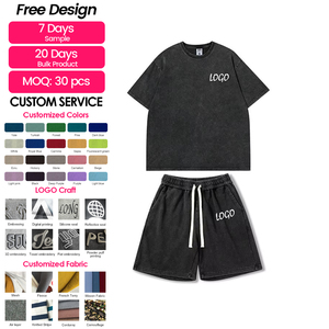 Prezzo favorevole estate lavato Logo personalizzato oversize Skin-Friendly t-shirt da <span class=keywords><strong>uomo</strong></span> <span class=keywords><strong>e</strong></span> <span class=keywords><strong>pantaloncini</strong></span> tuta Set - Product Image 1