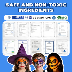 Kit de Peinture Faciale Imperméable en Gros avec Palette et Pinceaux pour <span class=keywords><strong>Halloween</strong></span> (Motifs Citrouille) pour Garçons et Filles - Product Image 1