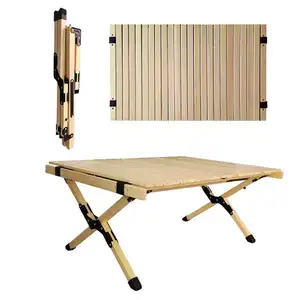 Оптовая Цена Открытый Кемпинг барбекю портативный складной деревянный яичный рулон стол для кемпинга складной стол для пикника