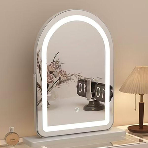 Bán buôn nhà hiện đại <span class=keywords><strong>LED</strong></span> phòng ngủ độ nét cao thông minh xoay mặc quần áo gương cảm ứng cong Máy tính để bàn khách sạn Gương trang điểm - Product Image 1