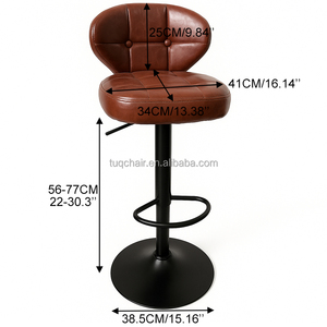 Chaises de <span class=keywords><strong>bar</strong></span> vintage TUQ au design tendance avec dossier incurvé, siège carré rembourré, chaises de <span class=keywords><strong>bar</strong></span> durables pour usage en cuisine et au bureau - Product Image 3