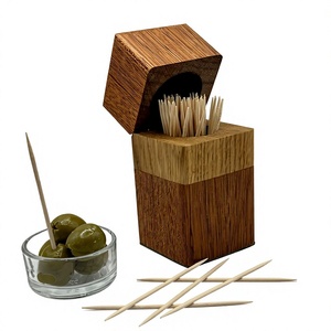 Ensemble de porte-cure-dents en bambou, décoration de table minimaliste en bois naturel, accessoire de cuisine - Product Image 3
