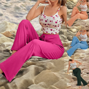 Conjunto de Pijama de Verano <span class=keywords><strong>para</strong></span> Mujer, Sexy, Cómodo, Informal, <span class=keywords><strong>con</strong></span> <span class=keywords><strong>Tirantes</strong></span>, Transpirable, de Tejido Combinado, de Secado Rápido - Product Image 2