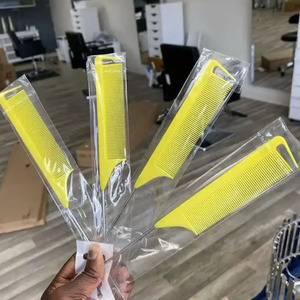 Logo tùy chỉnh chịu nhiệt salon tạo kiểu tóc tinting chia tay Lược Carbon bện lược kim loại Pin rat đuôi - Product Image 2