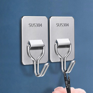 High-strength stainless steel <b>hooks</b>, adhesive, no drilling required, suitable for <b>bathrooms</b>, living rooms, kitchens, and - Product Image 1