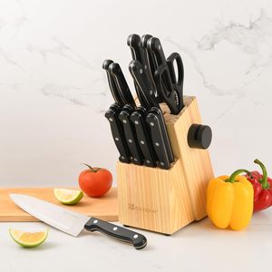 Astercook Set coltello da 15 pezzi con blocco affilatore Stovekraft supporto <span class=keywords><strong>angolare</strong></span> cesoie da <span class=keywords><strong>cucina</strong></span> 6 pezzi Set con blocco di legno - Product Image 4
