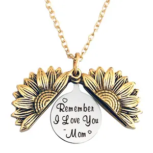 2023 new You are My Sunshine Necklace Sunflower Necklace Locket with Engraved Hidden Message Pendant for Women, Mother, Daughter