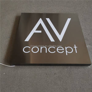 Caja de luz LED personalizada <span class=keywords><strong>para</strong></span> cafetería y restaurante, cajas de luz publicitarias de acero inoxidable negro, <span class=keywords><strong>anuncios</strong></span> <span class=keywords><strong>luminosos</strong></span> - Product Image 1